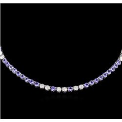 14KT White Gold 31.90ctw Tanzanite and Diamond Necklace