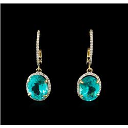 7.95ctw Apatite and Diamond Earrings - 14KT Yellow Gold