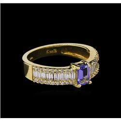 0.55ct Tanzanite and Diamond Ring - 14KT Yellow Gold