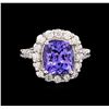 Image 2 : 5.67ct Tanzanite and Diamond Ring - 14KT White Gold