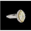 Image 1 : 2.01ctw Fancy Light Yellow Diamond Ring - 14KT Two-Tone Gold