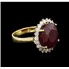 Image 1 : 11.21ct Ruby and Diamond Ring - 14KT Yellow Gold