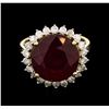 Image 2 : 11.21ct Ruby and Diamond Ring - 14KT Yellow Gold