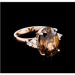 12.06ct Zircon and Diamond Ring - 14KT Rose Gold