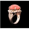 Image 3 : 14.35ct Pink Coral and Diamond Ring - 14KT Rose Gold