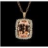 Image 1 : 14KT Rose Gold 36.51ct Morganite and Diamond Pendant With Chain