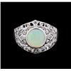 Image 2 : 1.02ct Opal and Diamond Ring - 18KT White Gold