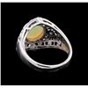 Image 3 : 1.02ct Opal and Diamond Ring - 18KT White Gold