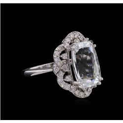 14KT White Gold 5.13ct Aquamarine and Diamond Ring