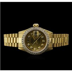 Rolex 18KT Gold President Diamond DateJust Ladies Watch