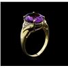 Image 3 : 5.50ct Amethyst and Diamond Ring - 14KT Yellow Gold