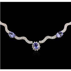 14KT White Gold 18.33ctw Tanzanite and Diamond Necklace