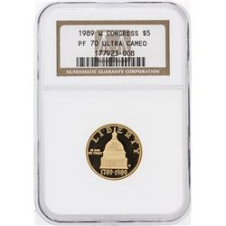 1989-W NGC MS70 Ultra Cameo $5 Congress Gold Coin