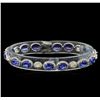 Image 1 : 13.00ctw Blue Sapphire and Diamond Bracelet - 18KT White Gold