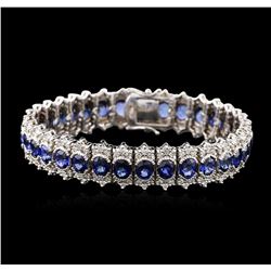 14KT White Gold 20.79ctw Sapphire and Diamond Bracelet