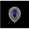Image 2 : 14KT White Gold 4.29ct Tanzanite and Diamond Ring