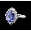 Image 1 : 14KT White Gold 3.67ct Tanzanite and Diamond Ring