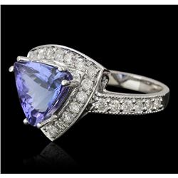 14KT White Gold 2.20ct Tanzanite and Diamond Ring