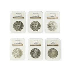 1993-1998 NGC MS69 American Silver Eagle Coin Set of 6
