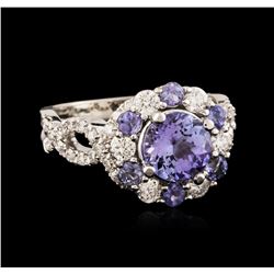 14KT White Gold 1.85ctw Tanzanite and Diamond Ring