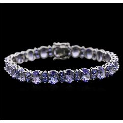 14.51ctw Tanzanite and Blue Sapphire Bracelet - 14KT White Gold