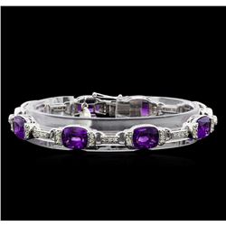 Crayola 20.00ctw Amethyst and White Sapphire Bracelet - .925 Silver