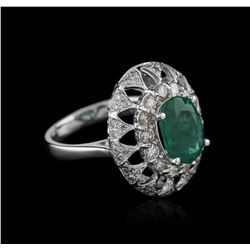 14KT White Gold 2.60ct Emerald and Diamond Ring