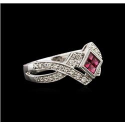 0.40ctw Ruby and Diamond Ring - 14KT White Gold