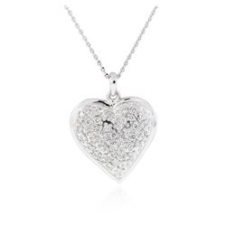 14KT White Gold 1.29ctw Diamond Heart Pendant With Chain