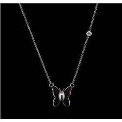 14KT White Gold 0.03ct Diamond Butterfly Necklace