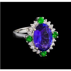 5.16ctw Multi Gemstone and Diamond Ring - 14KT White Gold