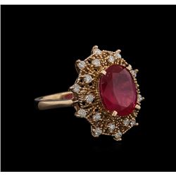 5.30ct Ruby and Diamond Ring - 14KT Rose Gold