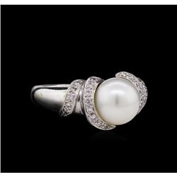 Pearl and Diamond Ring - 14KT White Gold