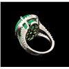 Image 3 : GIA Cert 11.06ct Emerald and Diamond Ring - 14KT White Gold