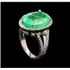 Image 4 : GIA Cert 11.06ct Emerald and Diamond Ring - 14KT White Gold