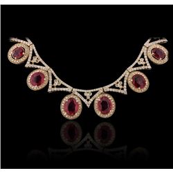 14KT Yellow Gold 16.12ctw Ruby and Diamond Necklace