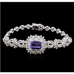 4.31ct Tanzanite and Diamond Bracelet - 14KT White Gold