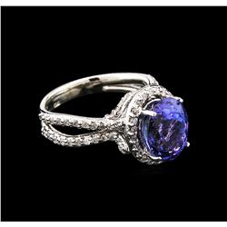 4.41ct Tanzanite and Diamond Ring - 14KT White Gold