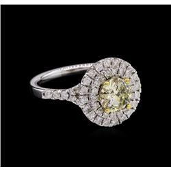 GIA Certified 14KT White Gold 1.00ct Yellow Diamond Ring