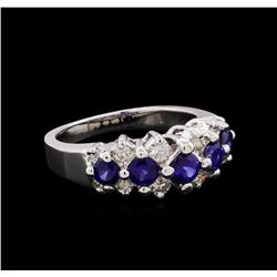 1.01ctw Sapphire and Diamond Ring - 14KT White Gold