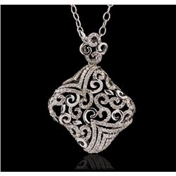 14KT White Gold 1.20ctw Diamond Pendant With Chain