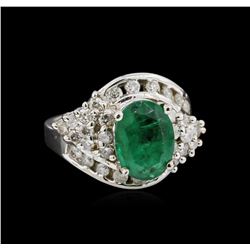 14KT White Gold 2.76ct Emerald and Diamond Ring