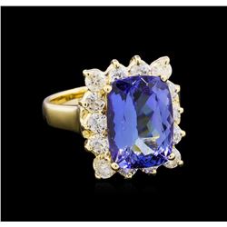 5.34ct Tanzanite and Diamond Ring - 14KT Yellow Gold