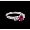 Image 1 : 1.06ct Ruby and Diamond Ring - 18KT White Gold