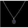 Image 2 : 2.78ct Tanzanite and Diamond Pendant With Chain - 14KT White Gold