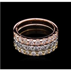 1.65ctw Diamond Stackable Rings - 14KT Tri-Color Gold