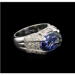 6.48ct Tanzanite and Diamond Ring - 14KT White Gold