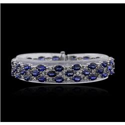 14KT White Gold 32.00ctw Sapphire and Diamond Bracelet