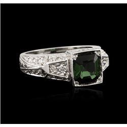 14KT White Gold 1.17ct Green Tourmaline and Diamond Ring