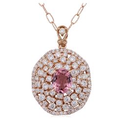 14KT Rose Gold 2.16ct Tourmaline and Diamond Pendant With Chain